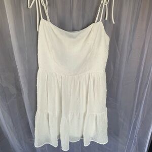 Emerald Sundae White Eyelet Tie-Shoulder Dress